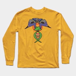 geometric bird art Long Sleeve T-Shirt